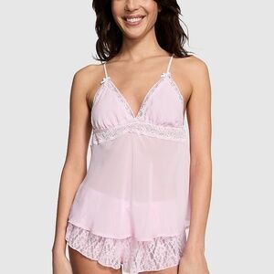 New! Frankie Bikinis x Pink Pink Lace Chemise tank 31569